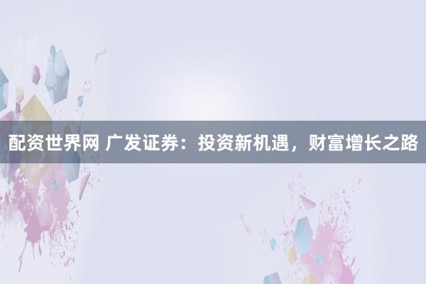 配资世界网 广发证券：投资新机遇，财富增长之路