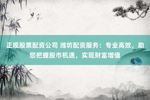 正规股票配资公司 潍坊配资服务：专业高效，助您把握股市机遇，实现财富增值