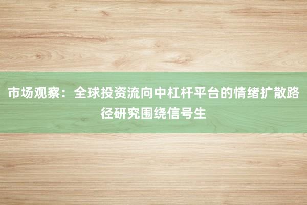 市场观察：全球投资流向中杠杆平台的情绪扩散路径研究围绕信号生