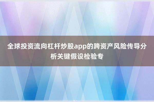 全球投资流向杠杆炒股app的跨资产风险传导分析关键假设检验专